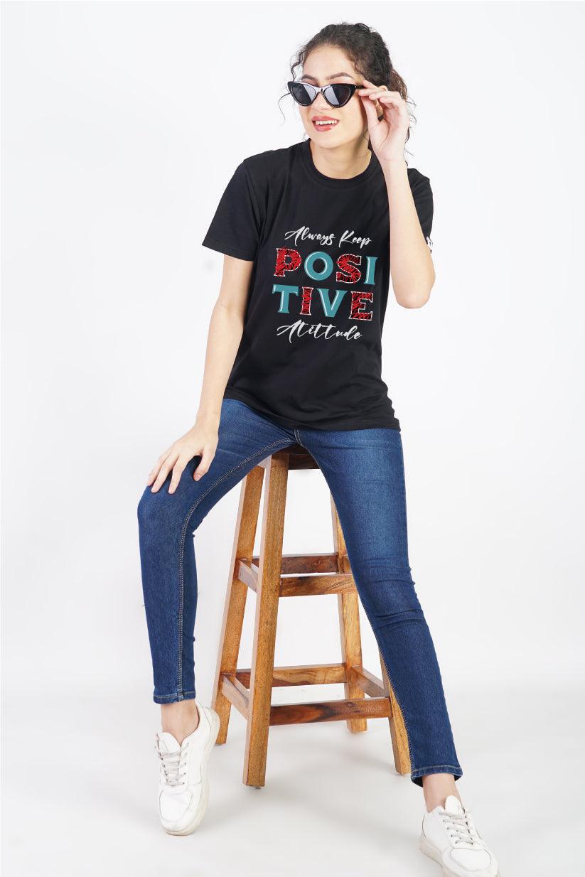 Always Keep Positive Attitude Round Neck Regular Fit T-Shirt : Stay Stylish and Positive - The Lazy Store