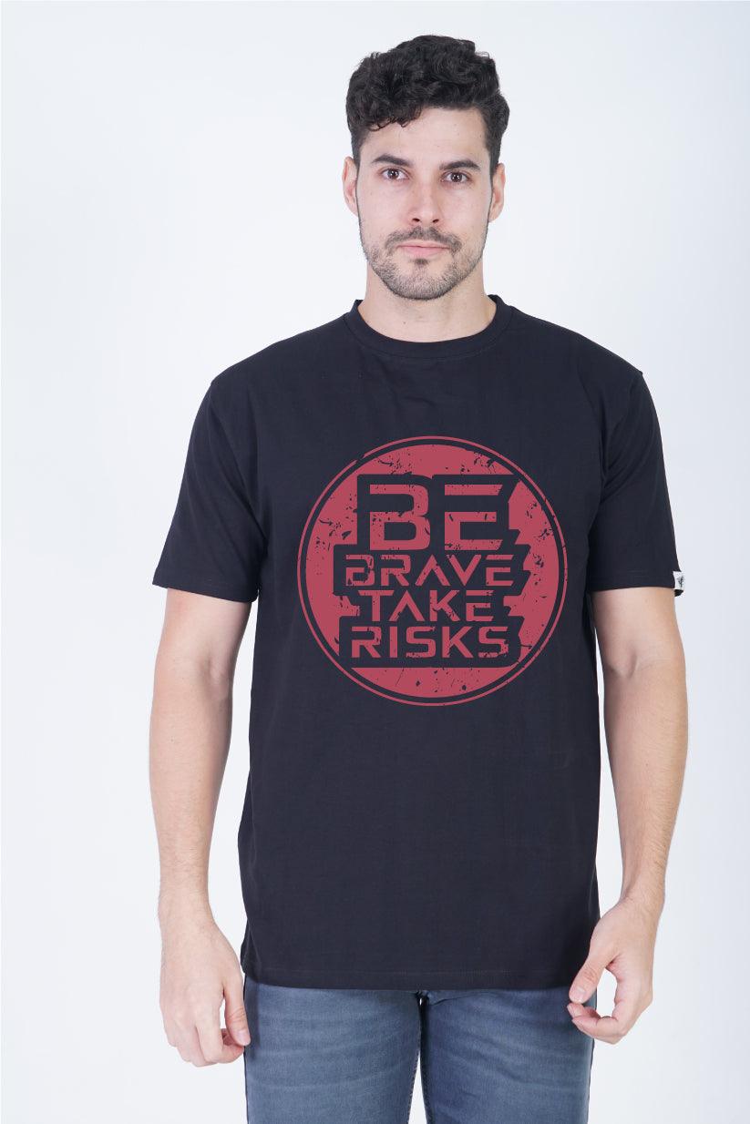 Be Brave, Take Risks Round Neck Oversized Fit T-Shirt:Dare to Be Brave - The Lazy Store