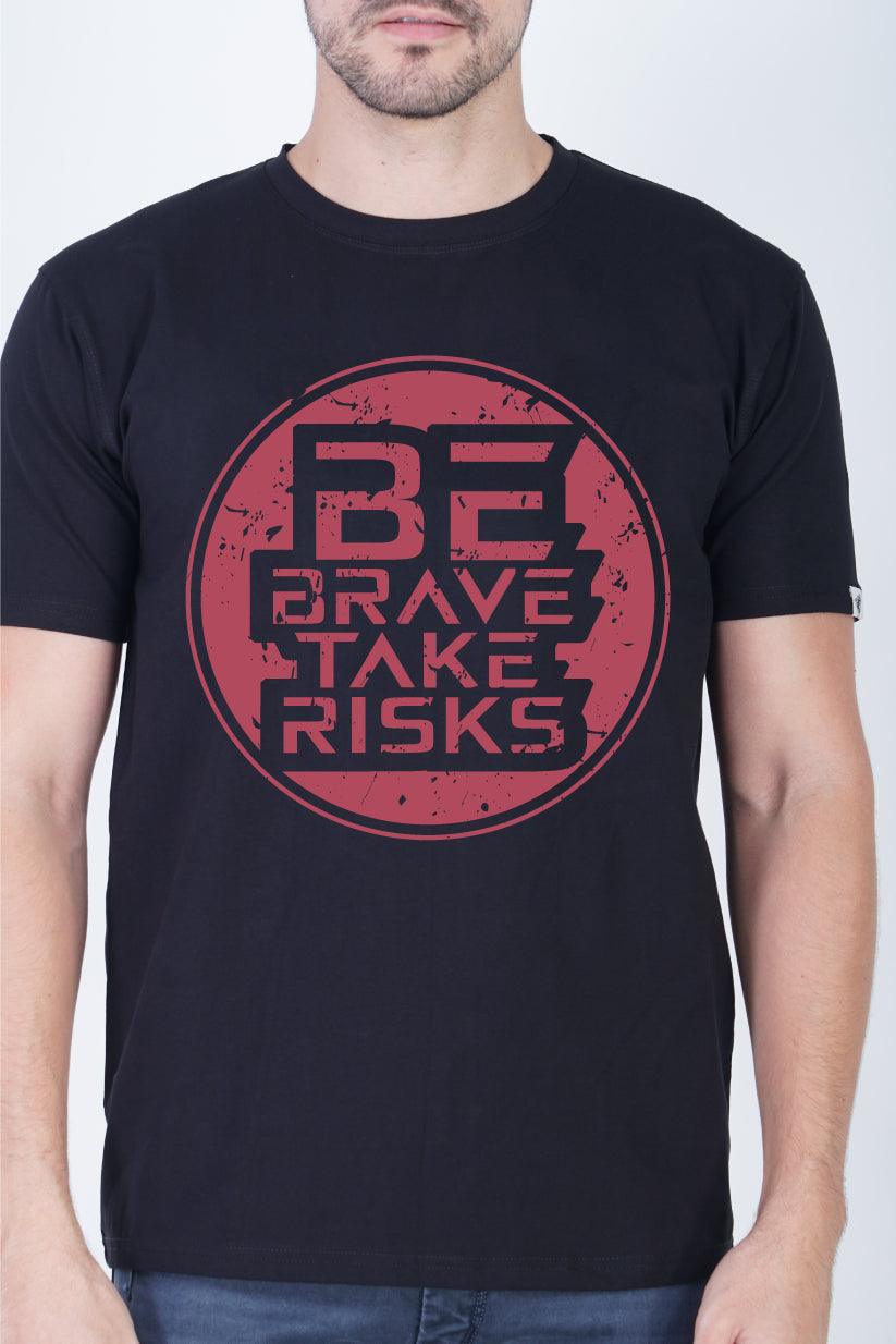 Be Brave, Take Risks Round Neck Oversized Fit T-Shirt:Dare to Be Brave - The Lazy Store