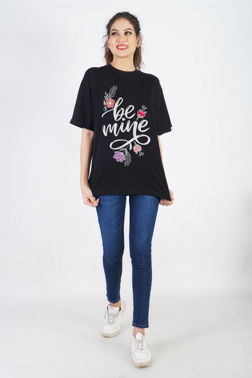 Be Mine Round Neck Oversized Fit T-Shirt : Get Stylishly Romantic - The Lazy Store