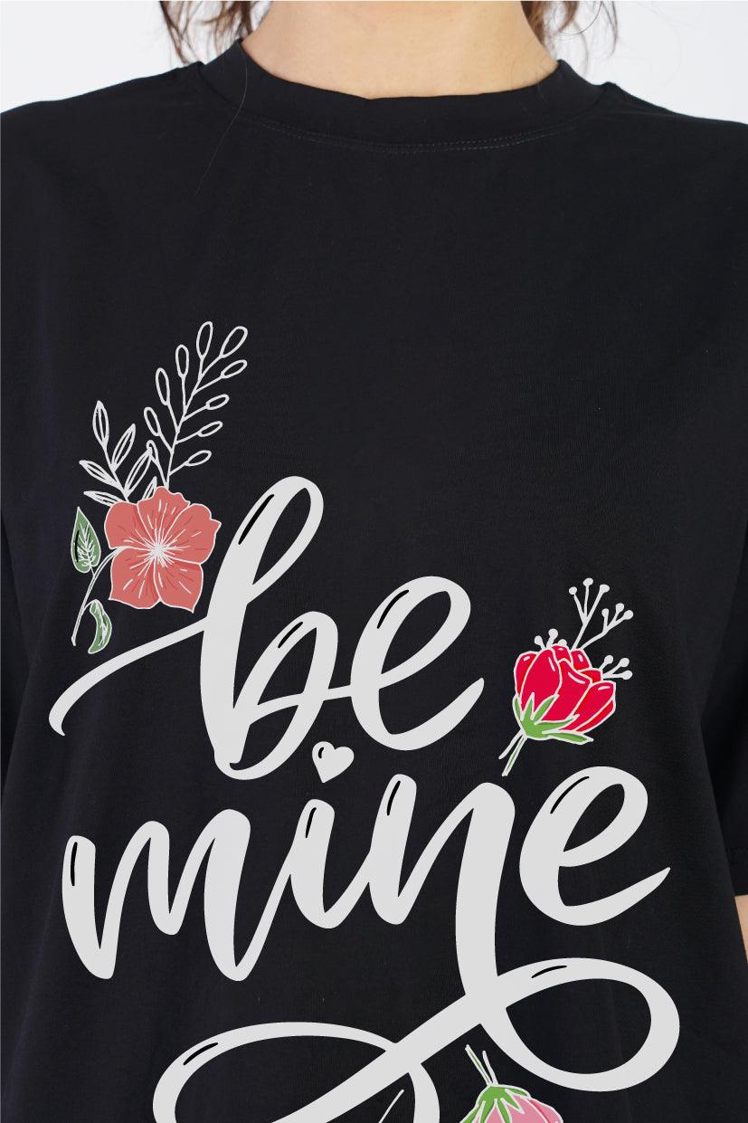 Be Mine Round Neck Oversized Fit T-Shirt : Get Stylishly Romantic - The Lazy Store