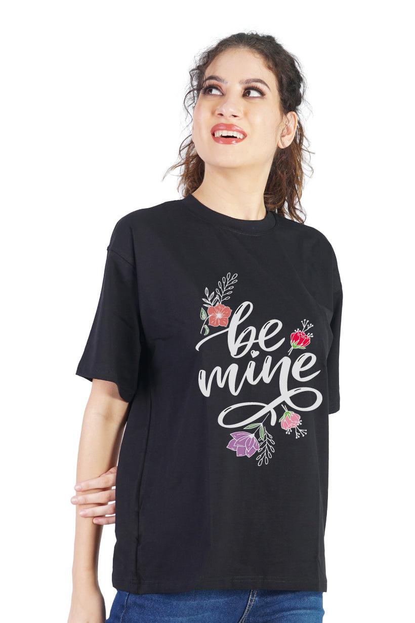 Be Mine Round Neck Oversized Fit T-Shirt : Get Stylishly Romantic - The Lazy Store