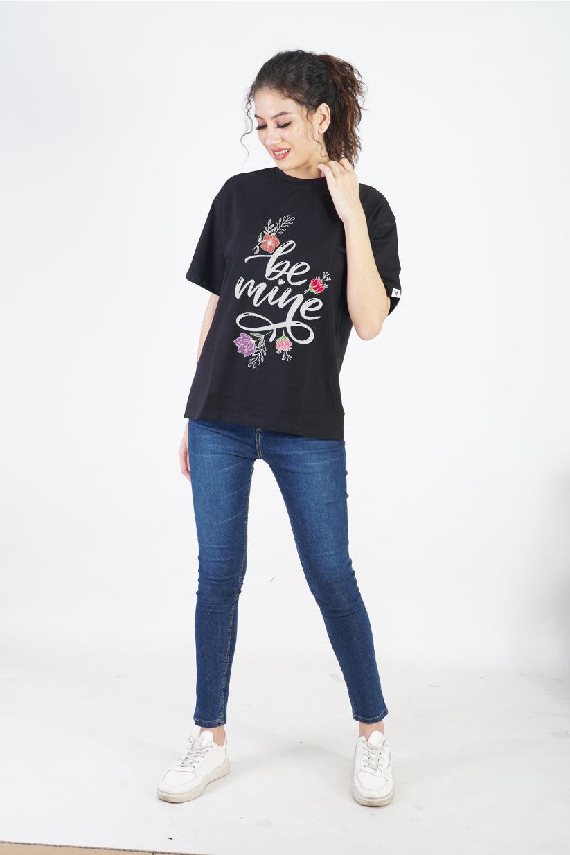 Be Mine Round Neck Oversized Fit T-Shirt : Get Stylishly Romantic - The Lazy Store