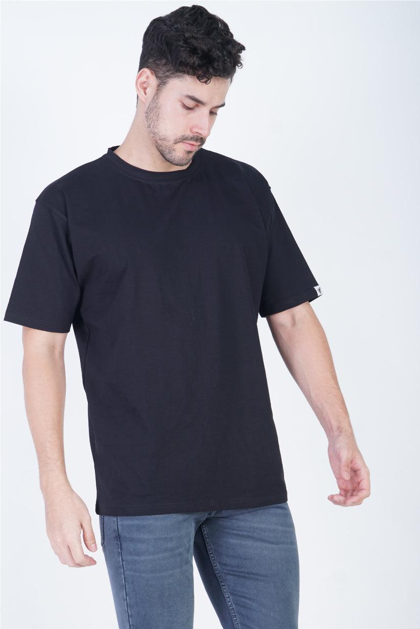 Black Round Neck Oversized Fit T-Shirt - The Lazy Store