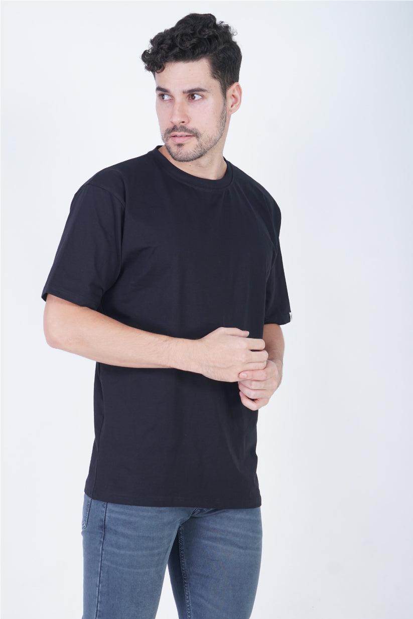 Black Round Neck Oversized Fit T-Shirt - The Lazy Store