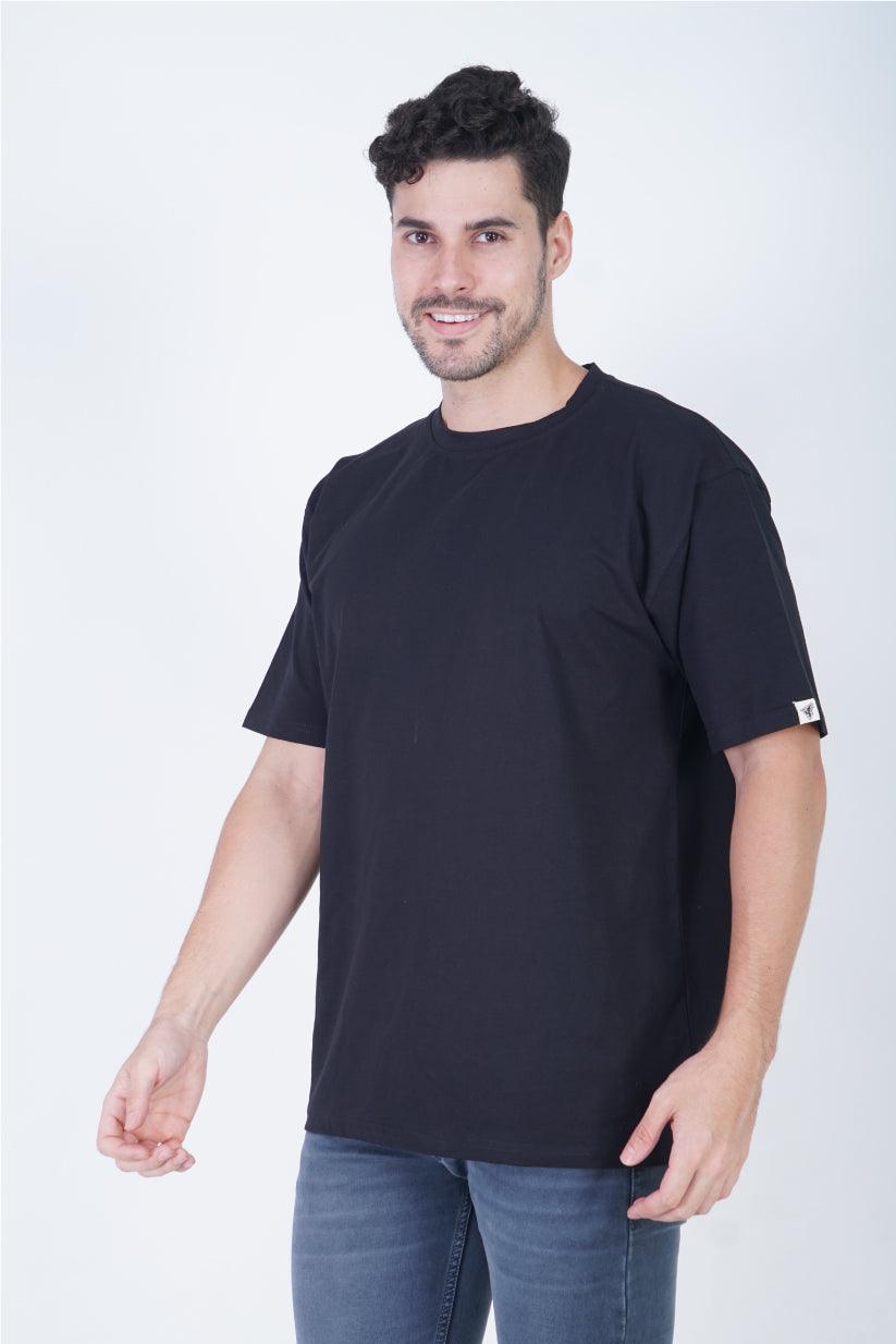 Black Round Neck Oversized Fit T-Shirt - The Lazy Store