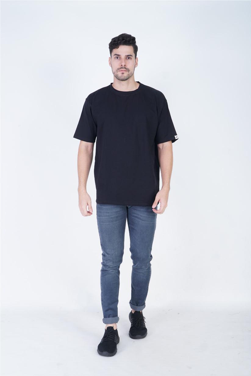 Black Round Neck Oversized Fit T-Shirt - The Lazy Store