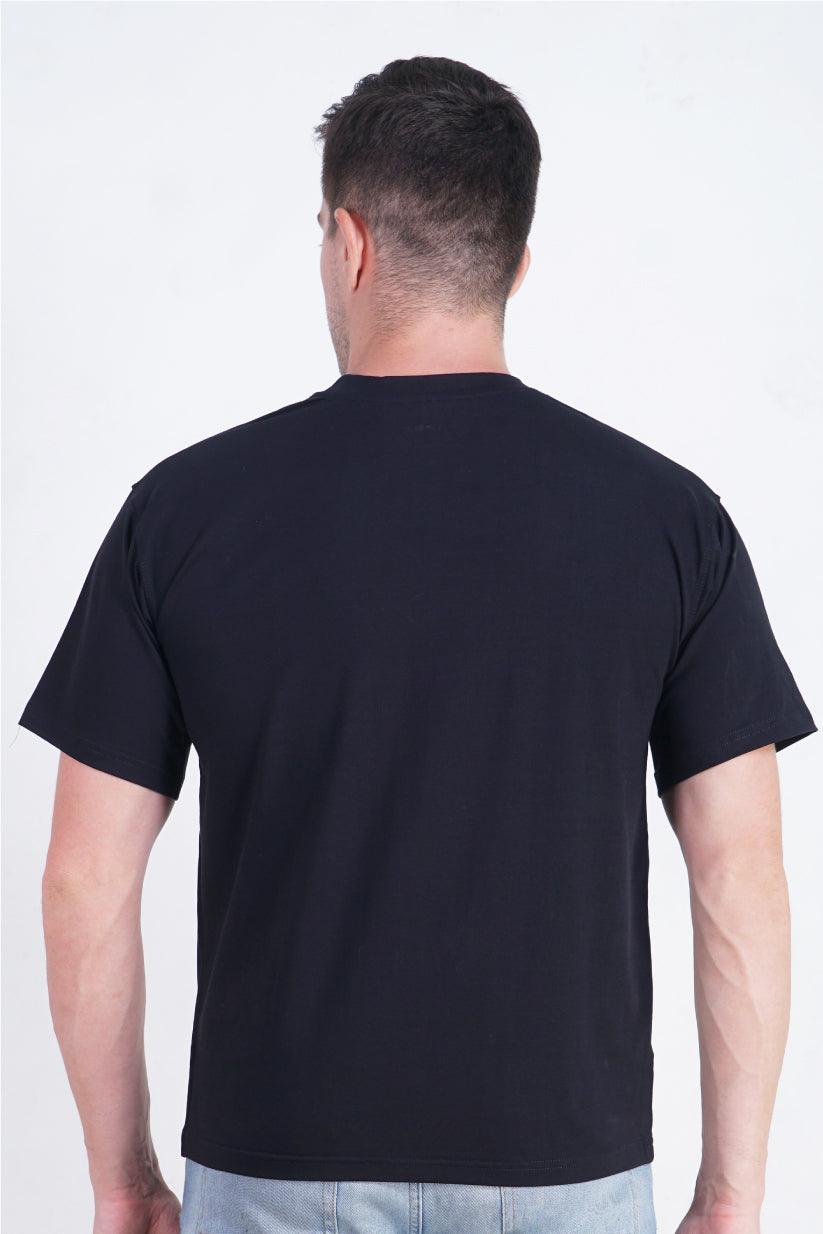 Black Round Neck Regular Fit T-Shirt - The Lazy Store