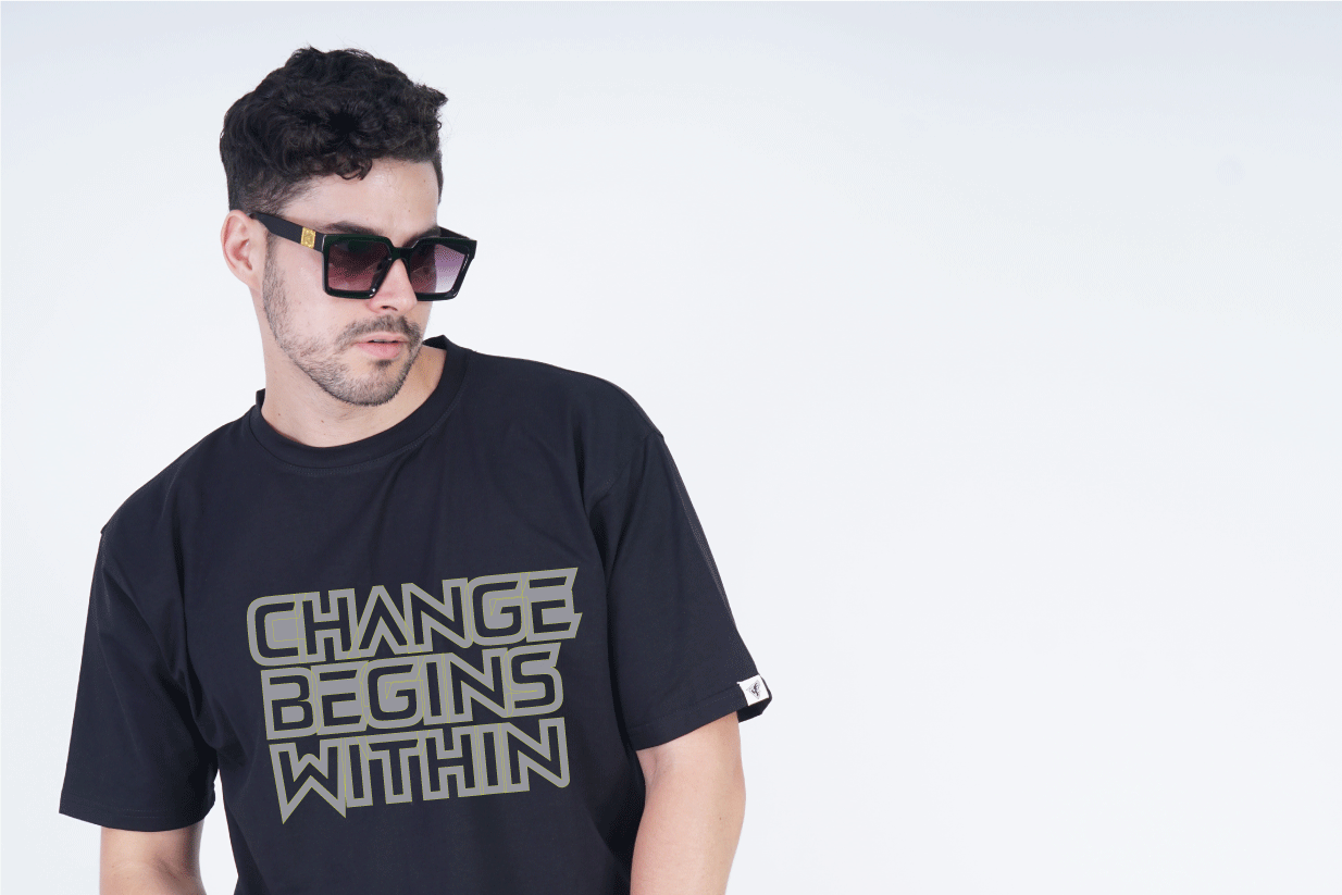 Change Begins Within Round Neck Oversized Fit T-Shirt - The Lazy Store