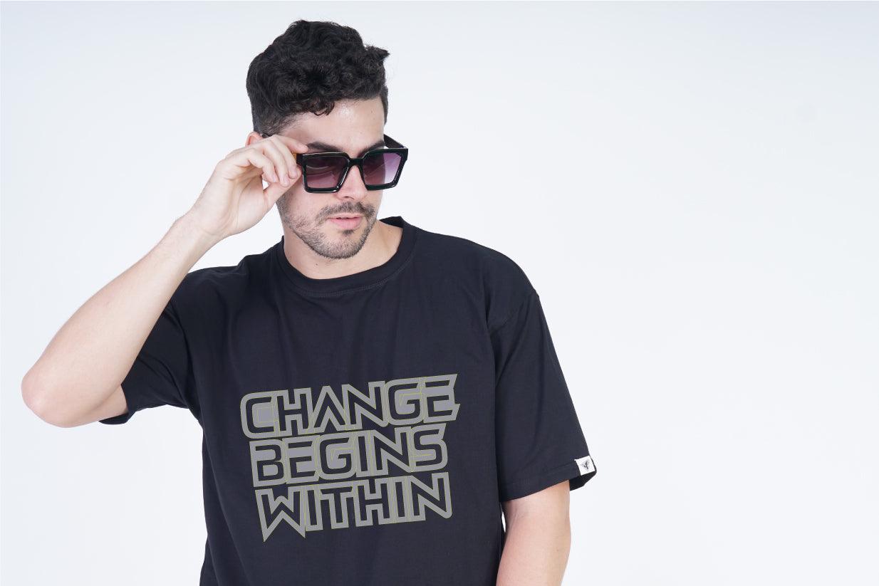 Change Begins Within Round Neck Oversized Fit T-Shirt - The Lazy Store