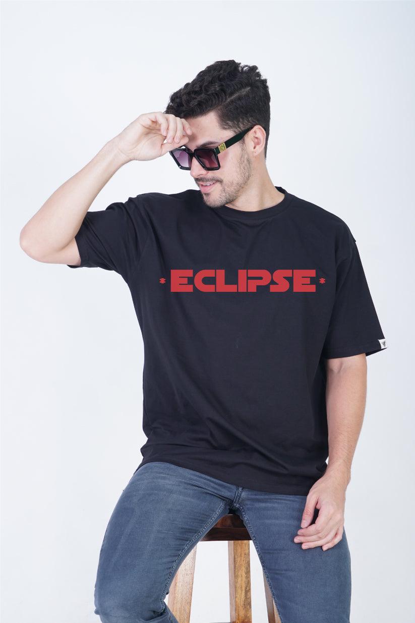 Eclipse Round Neck Oversized Fit T-Shirt:Embrace the Shadows - The Lazy Store