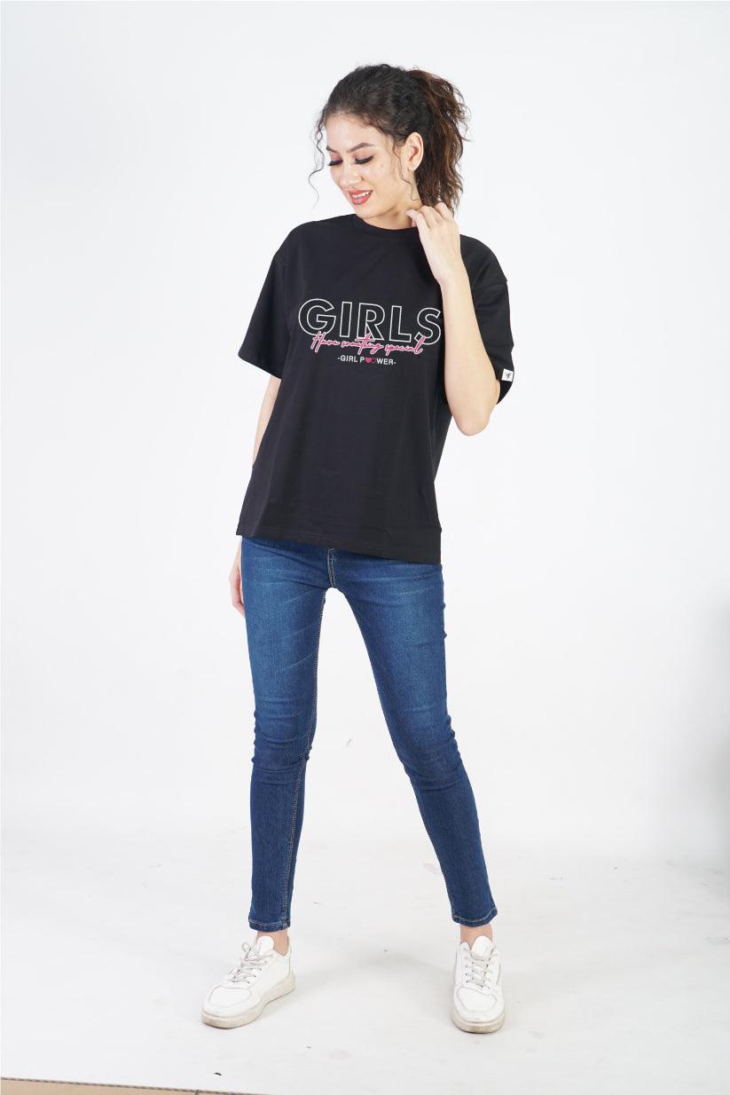 Girls Have Something Special Round Neck Oversized Fit T-Shirt : Celebrate Unique Girl Power - The Lazy Store