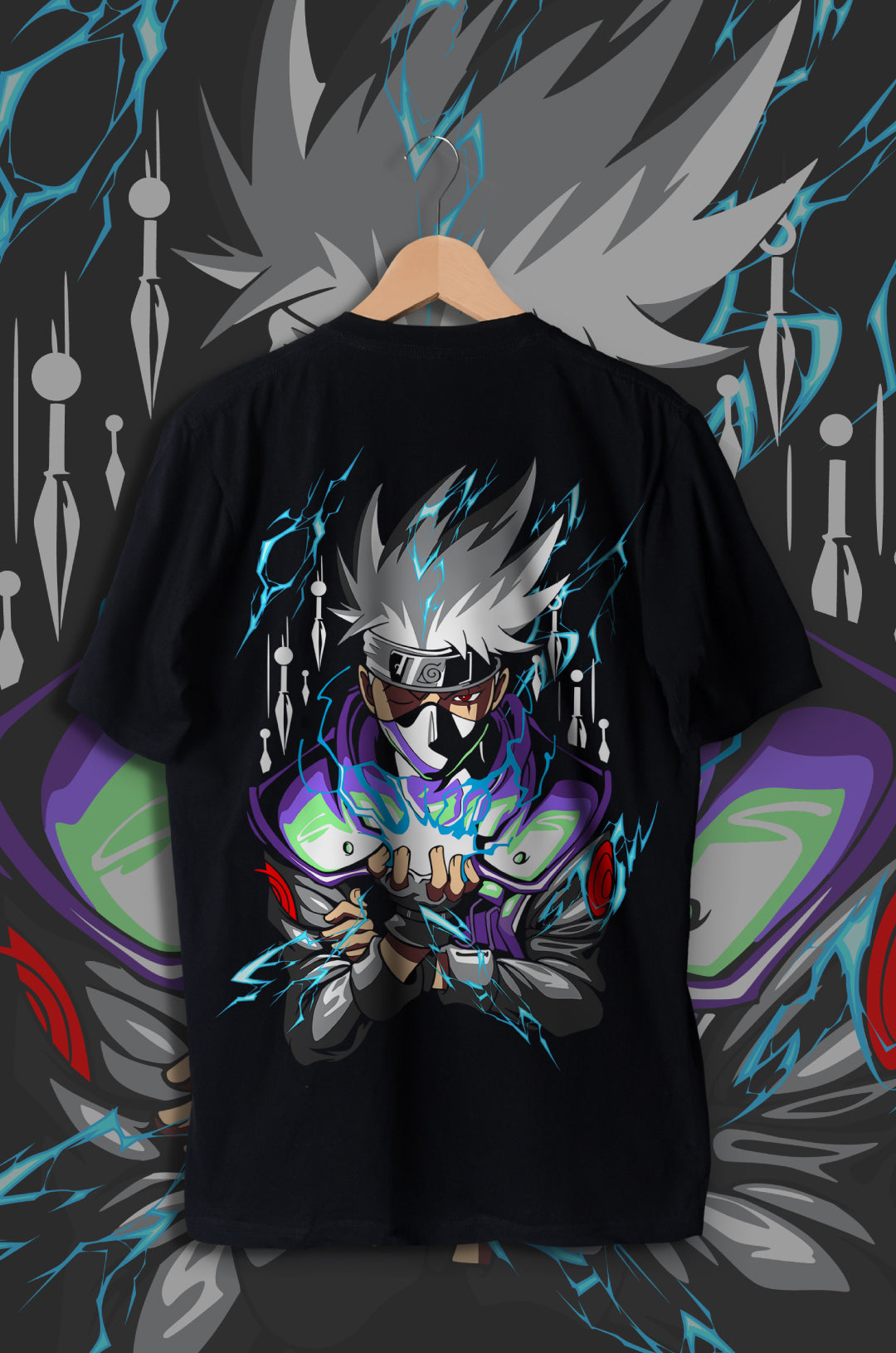 Kakashi Hatake Lightning Oversized Graphic Tee