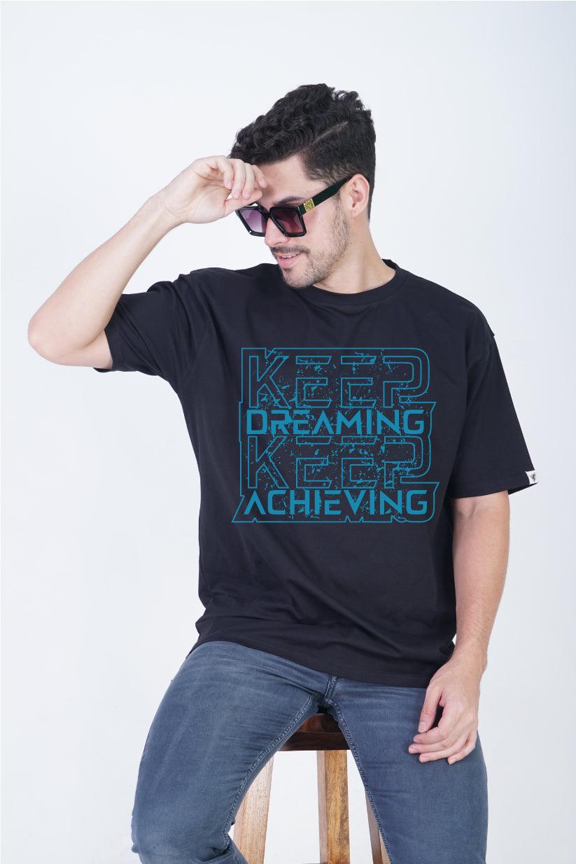 Keep Dreaming Round Neck Oversized Fit T-Shirt:Dream On - The Lazy Store