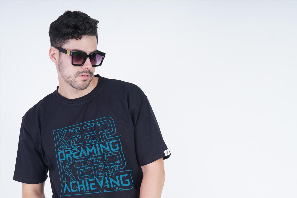 Keep Dreaming Round Neck Oversized Fit T-Shirt:Dream On - The Lazy Store