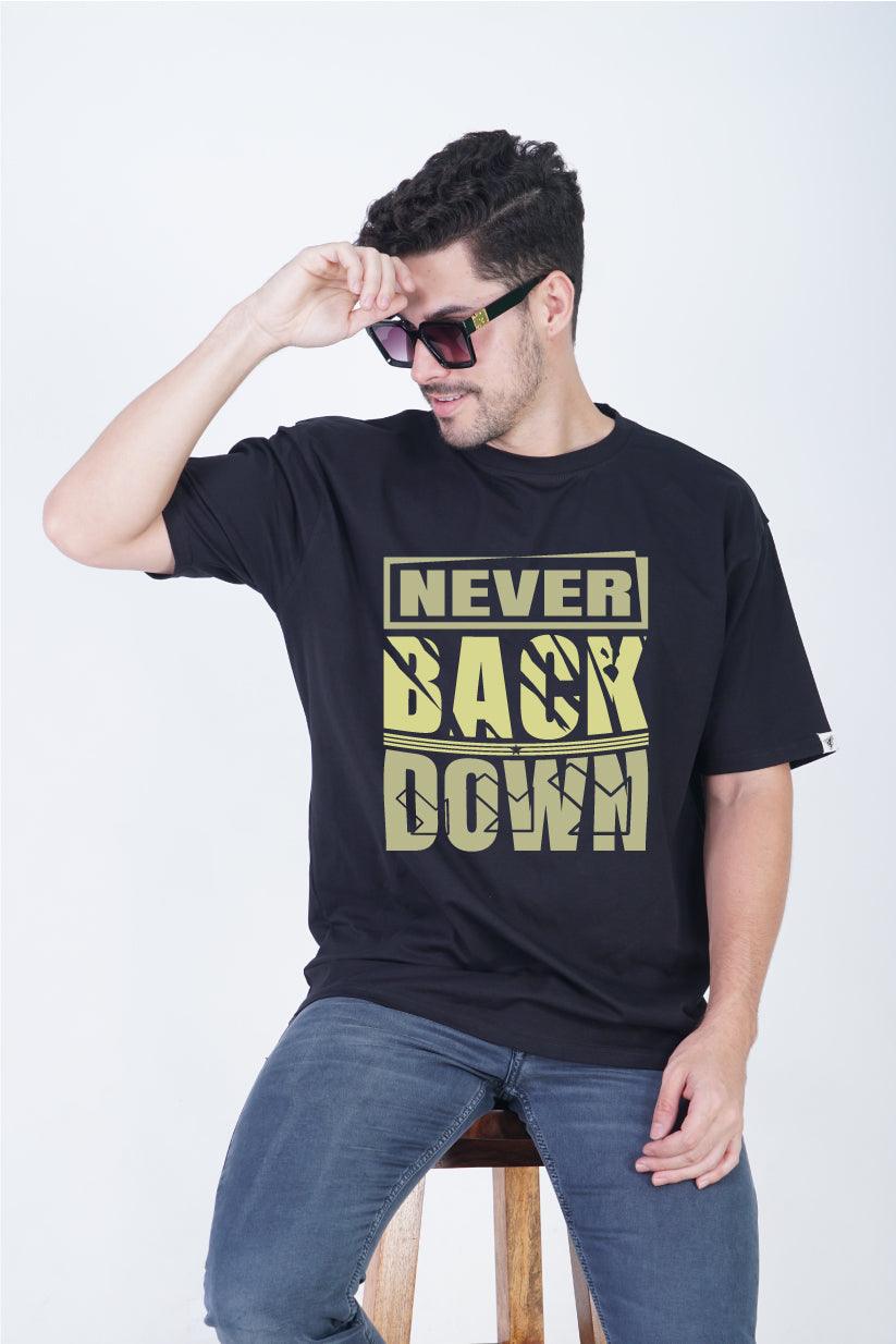 Never Back Down Round Neck Oversized Fit T-Shirt:Unyielding Spirit - The Lazy Store