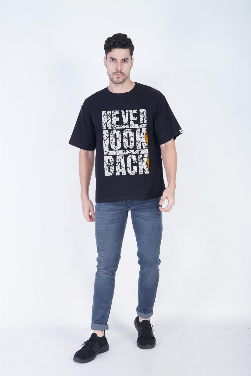 Never Look Back Round Neck Oversized Fit T-Shirt:Forward in Style - The Lazy Store