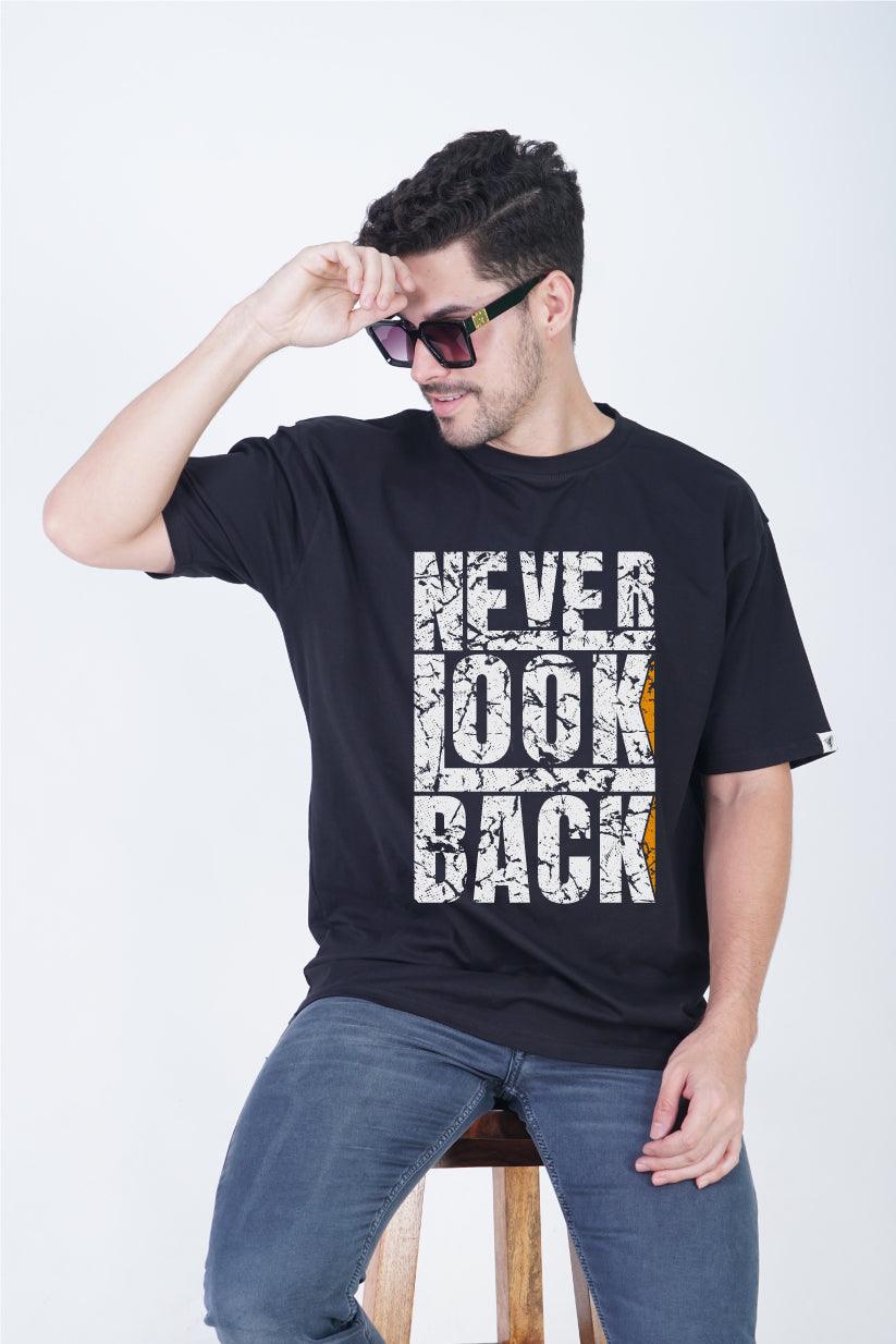 Never Look Back Round Neck Oversized Fit T-Shirt:Forward in Style - The Lazy Store