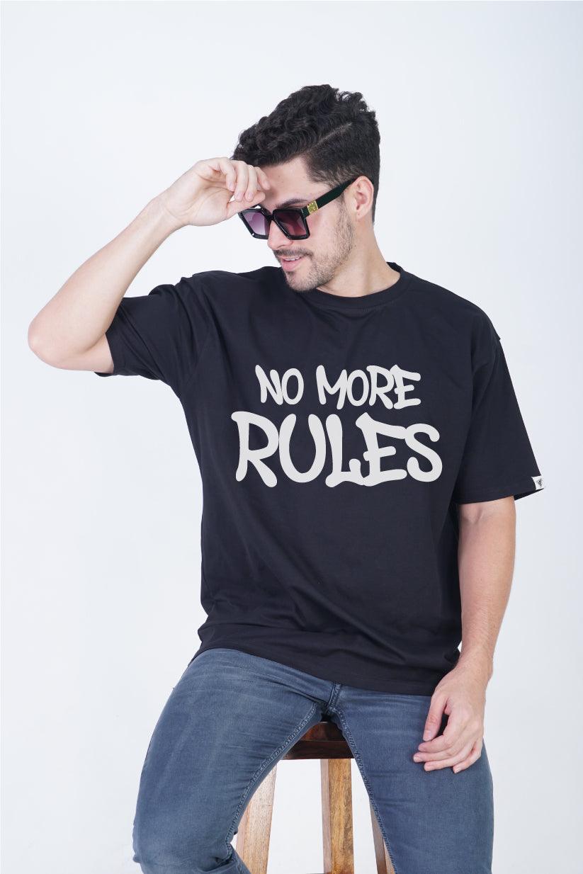 No More Rules Round Neck Oversized Fit T-Shirt:Breaking Boundaries - The Lazy Store