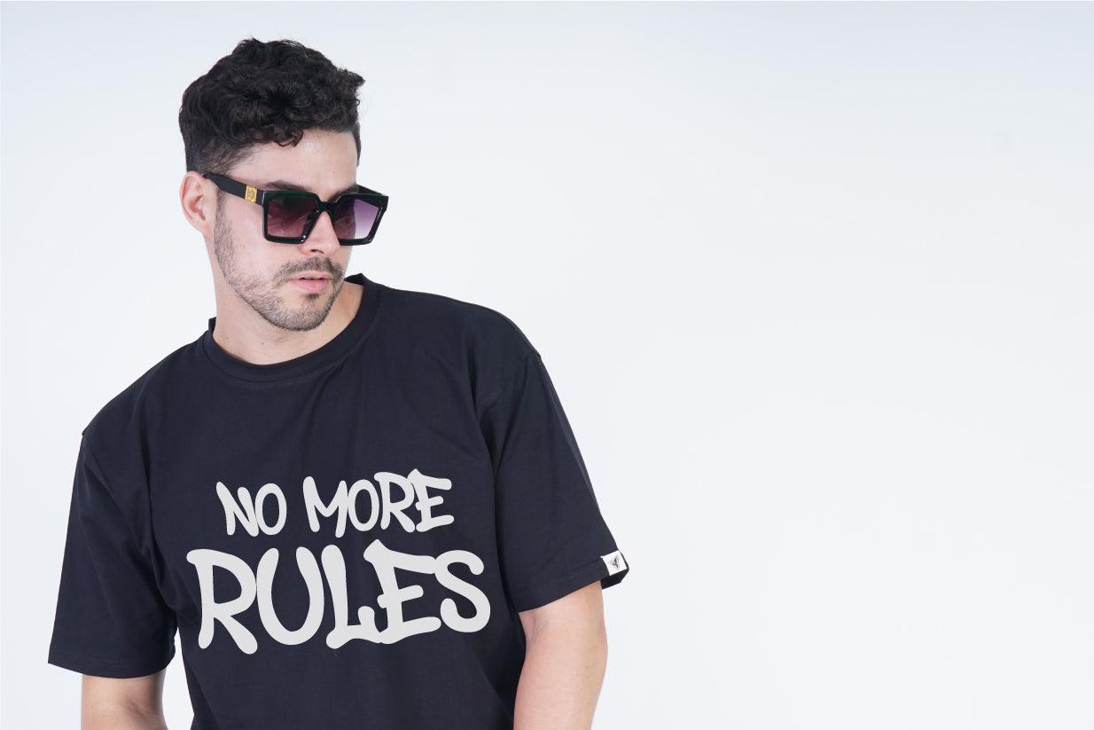 No More Rules Round Neck Oversized Fit T-Shirt:Breaking Boundaries - The Lazy Store