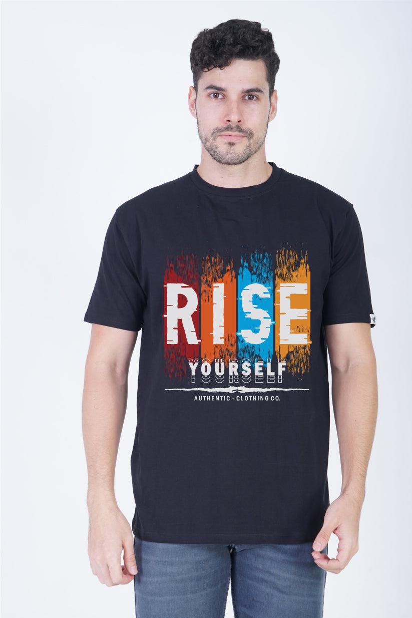 Rise Yourself Round Neck Regular Fit T-Shirt - The Lazy Store