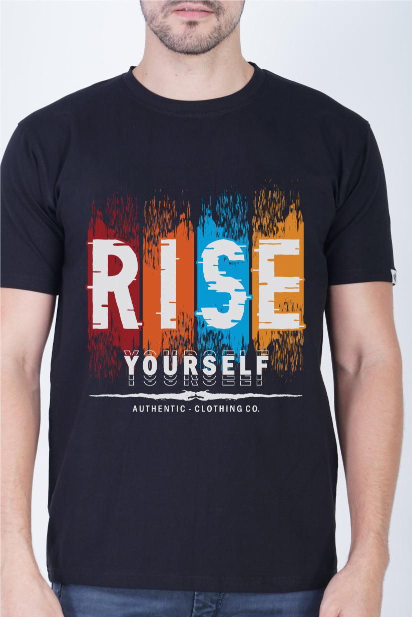 Rise Yourself Round Neck Regular Fit T-Shirt - The Lazy Store