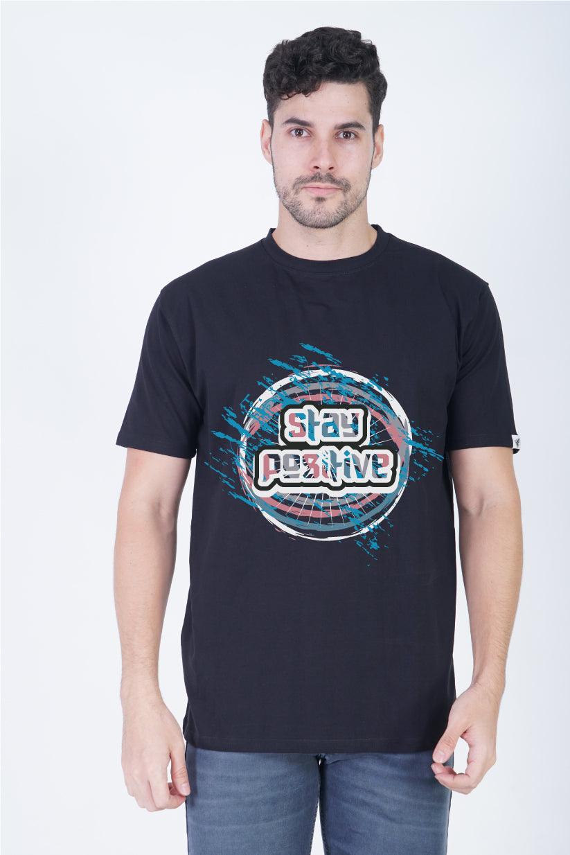 Stay Positive Round Neck Regular Fit T-Shirt - The Lazy Store