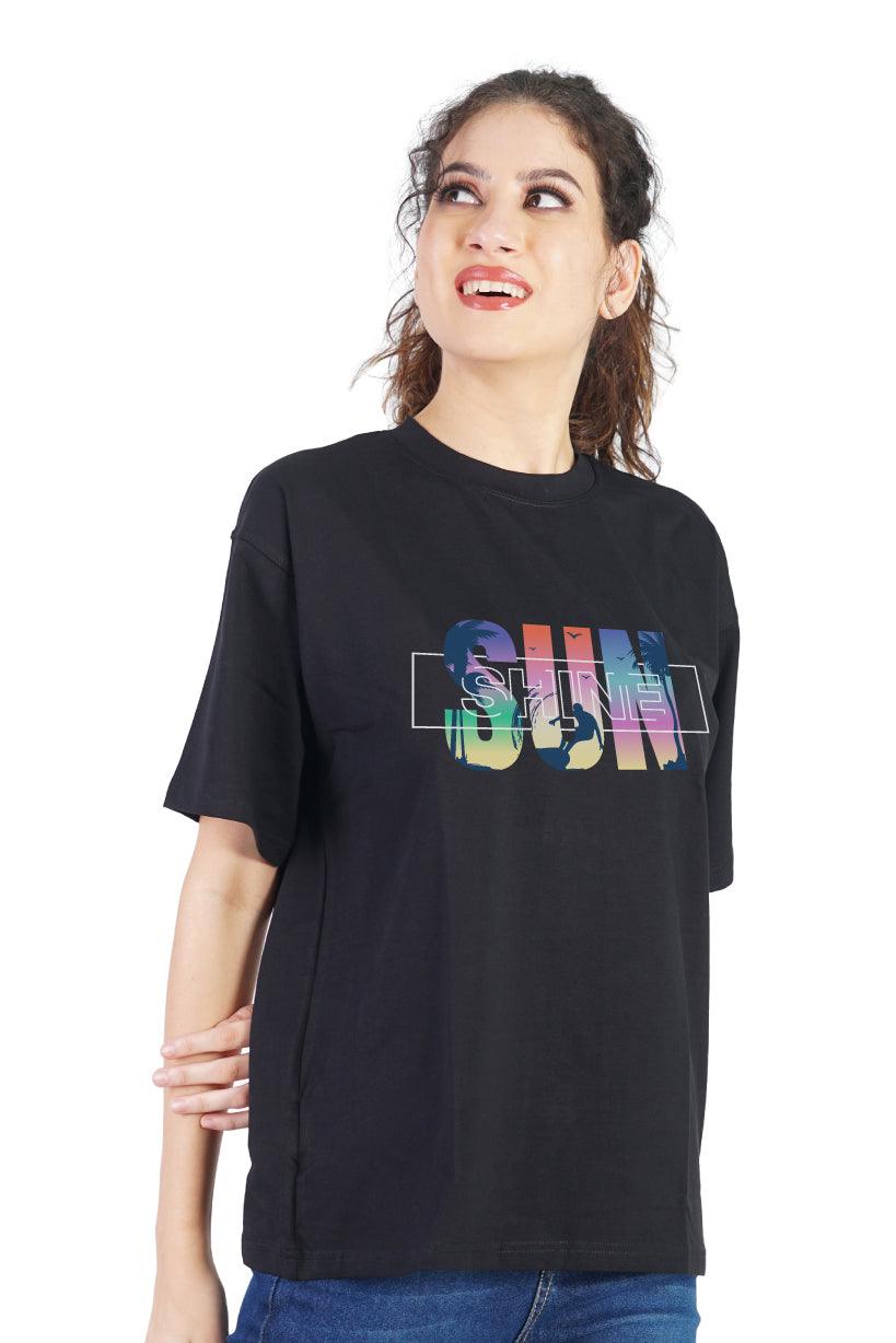 Sun Shine Round Neck Oversized Fit T-Shirt : Elevate Your Day - The Lazy Store