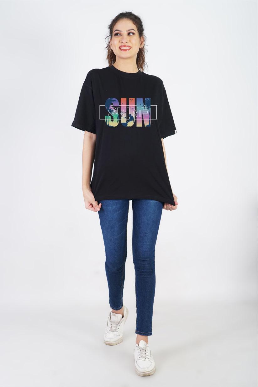 Sun Shine Round Neck Oversized Fit T-Shirt : Elevate Your Day - The Lazy Store