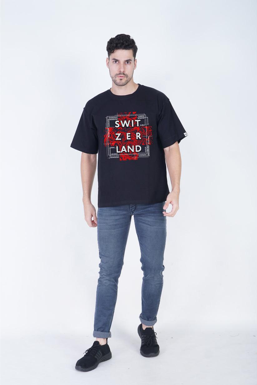 Switzerland-Inspired Round Neck Oversized Fit T-Shirt - The Lazy Store