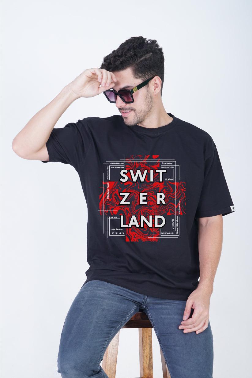 Switzerland-Inspired Round Neck Oversized Fit T-Shirt - The Lazy Store