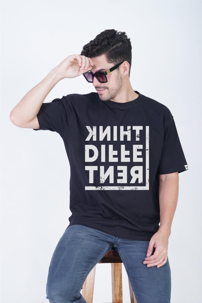 Think Different Round Neck Oversized Fit T-Shirt:Elevate Your Style - The Lazy Store