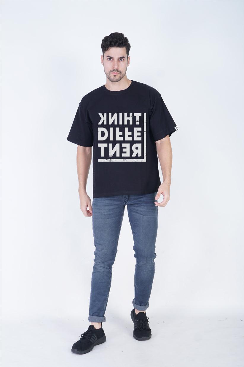 Think Different Round Neck Oversized Fit T-Shirt:Elevate Your Style - The Lazy Store