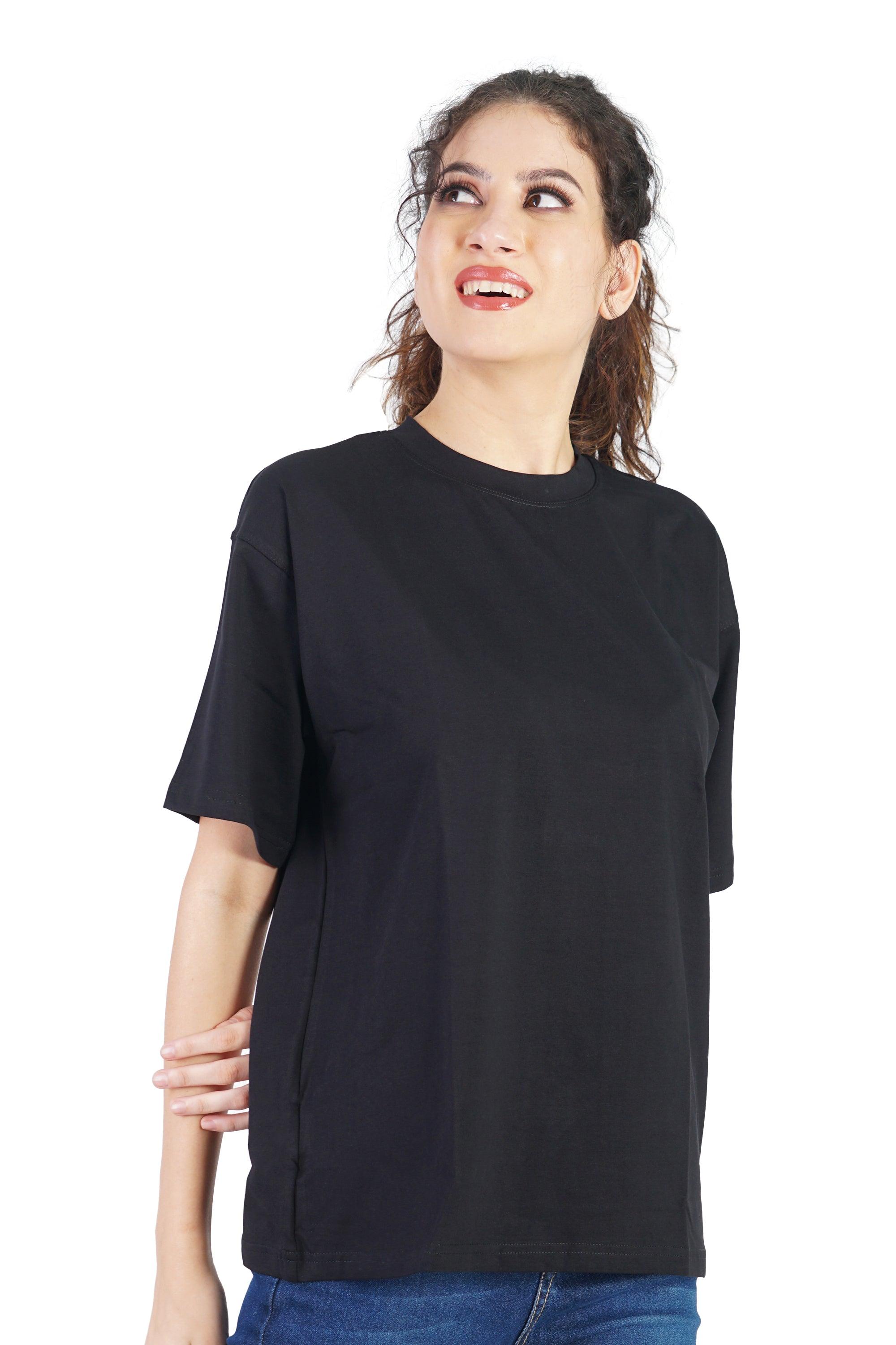 Unisex Plain Black Drop Shoulder T-shirt - The Lazy Store