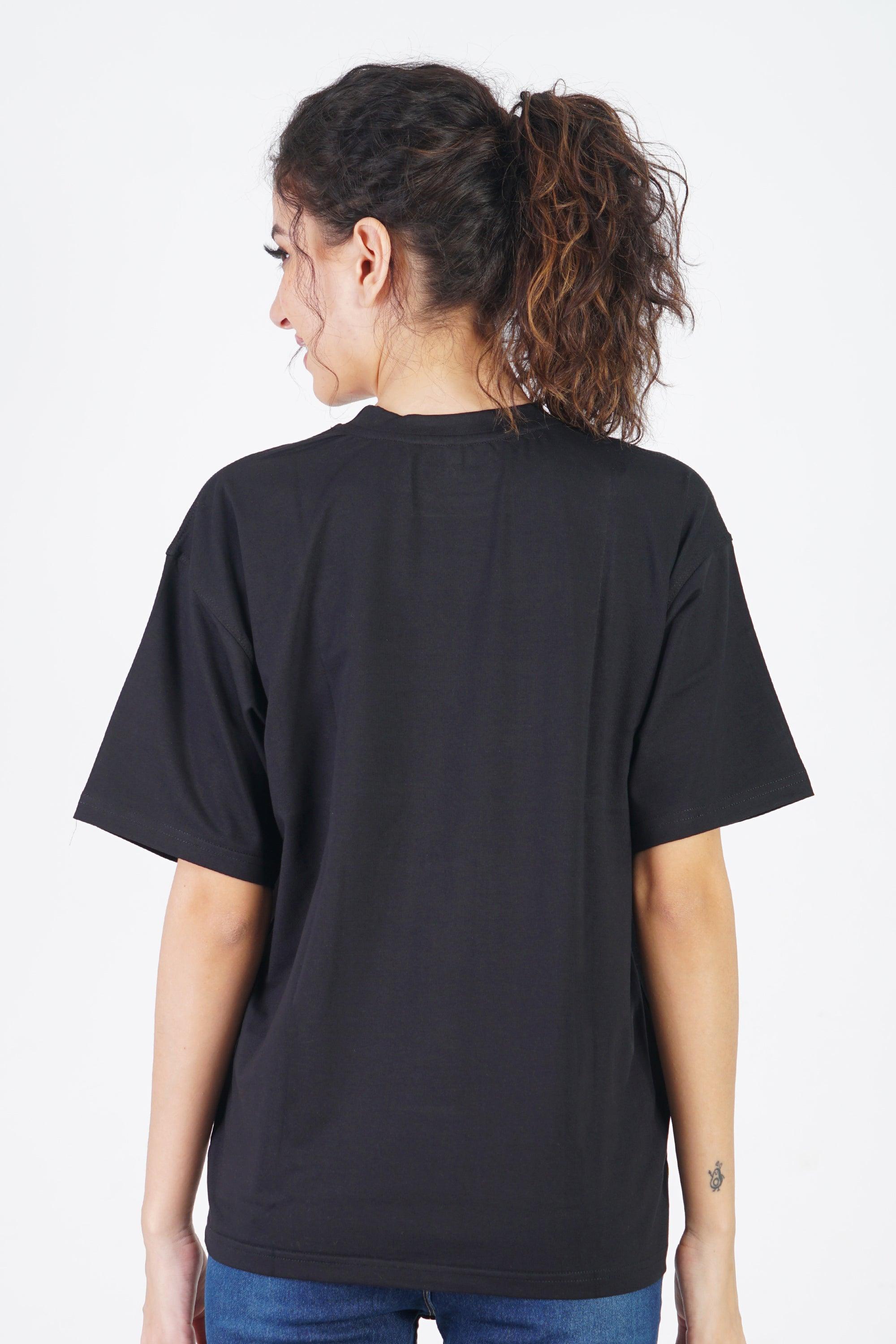 Unisex Plain Black Drop Shoulder T-shirt - The Lazy Store