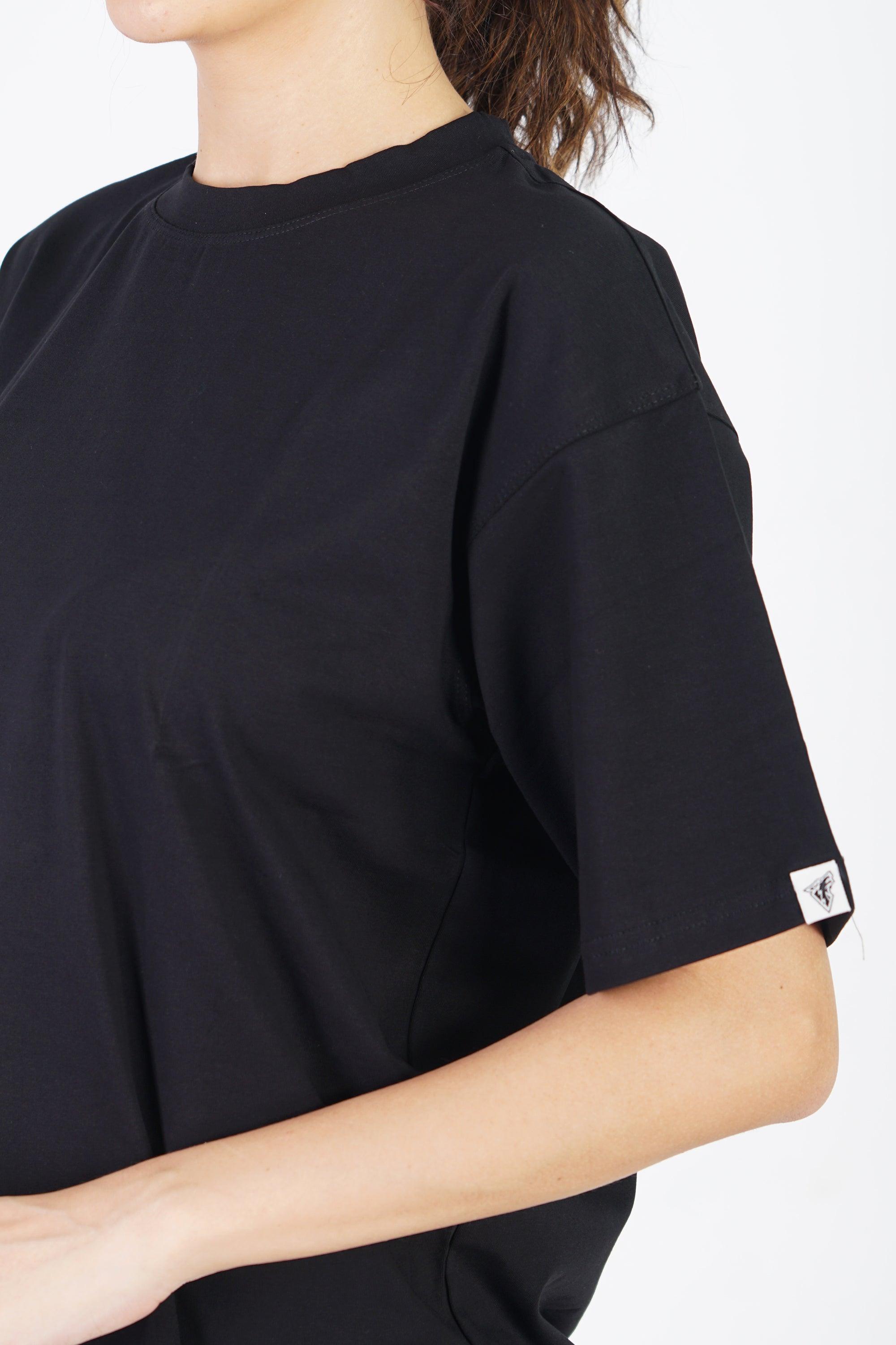 Unisex Plain Black Drop Shoulder T-shirt - The Lazy Store