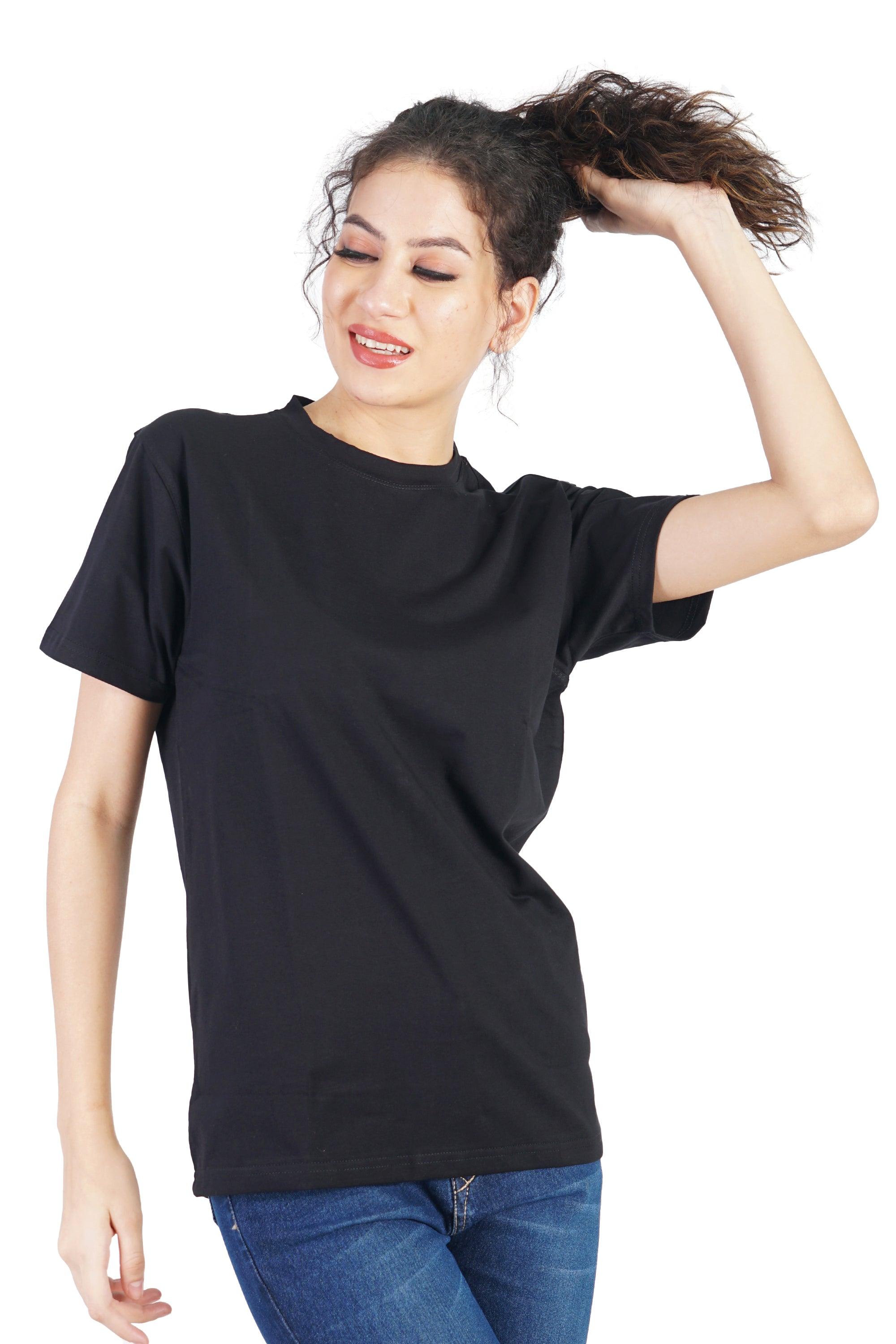 Unisex Plain Black Regular Fit T-shirt - The Lazy Store