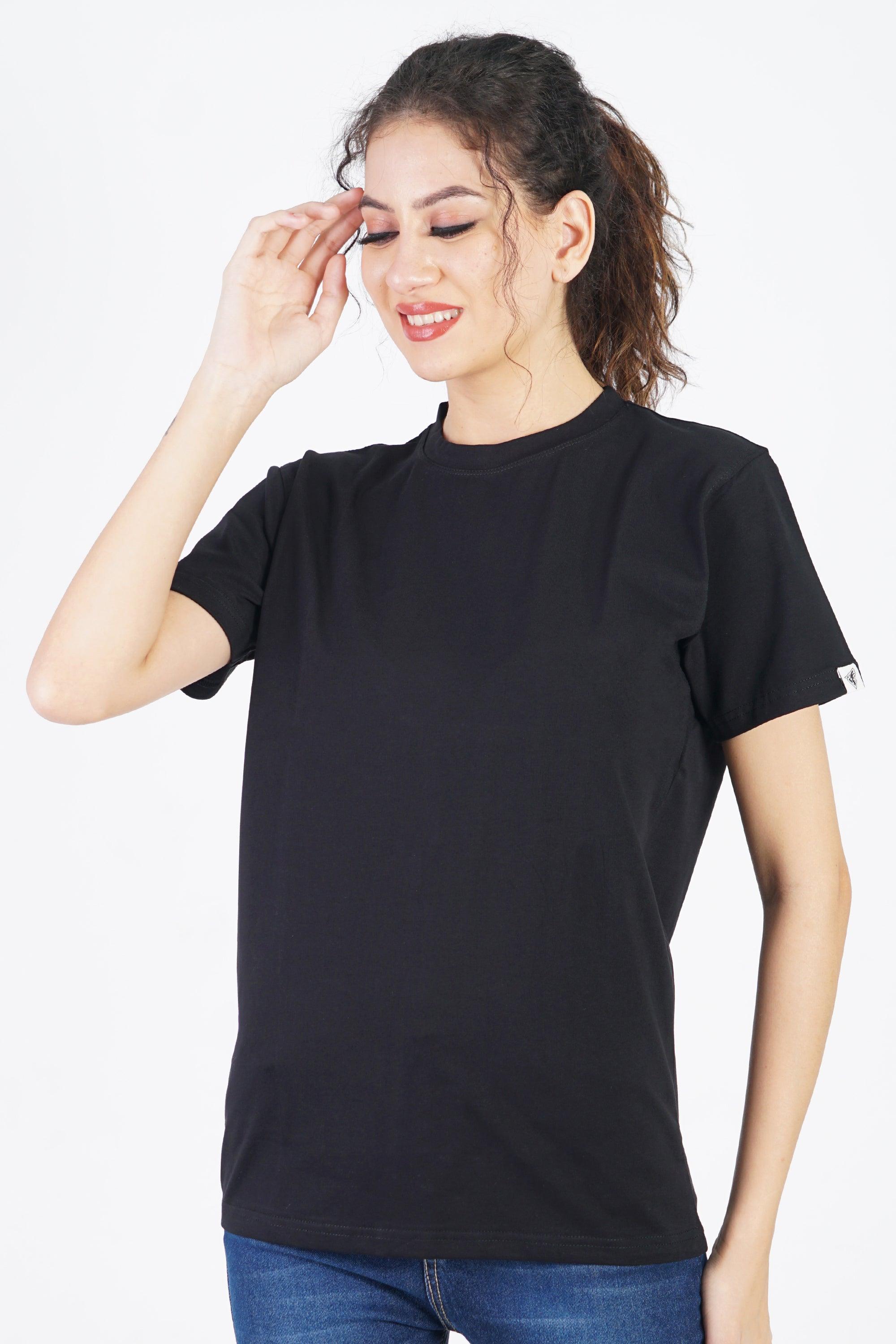 Unisex Plain Black Regular Fit T-shirt - The Lazy Store