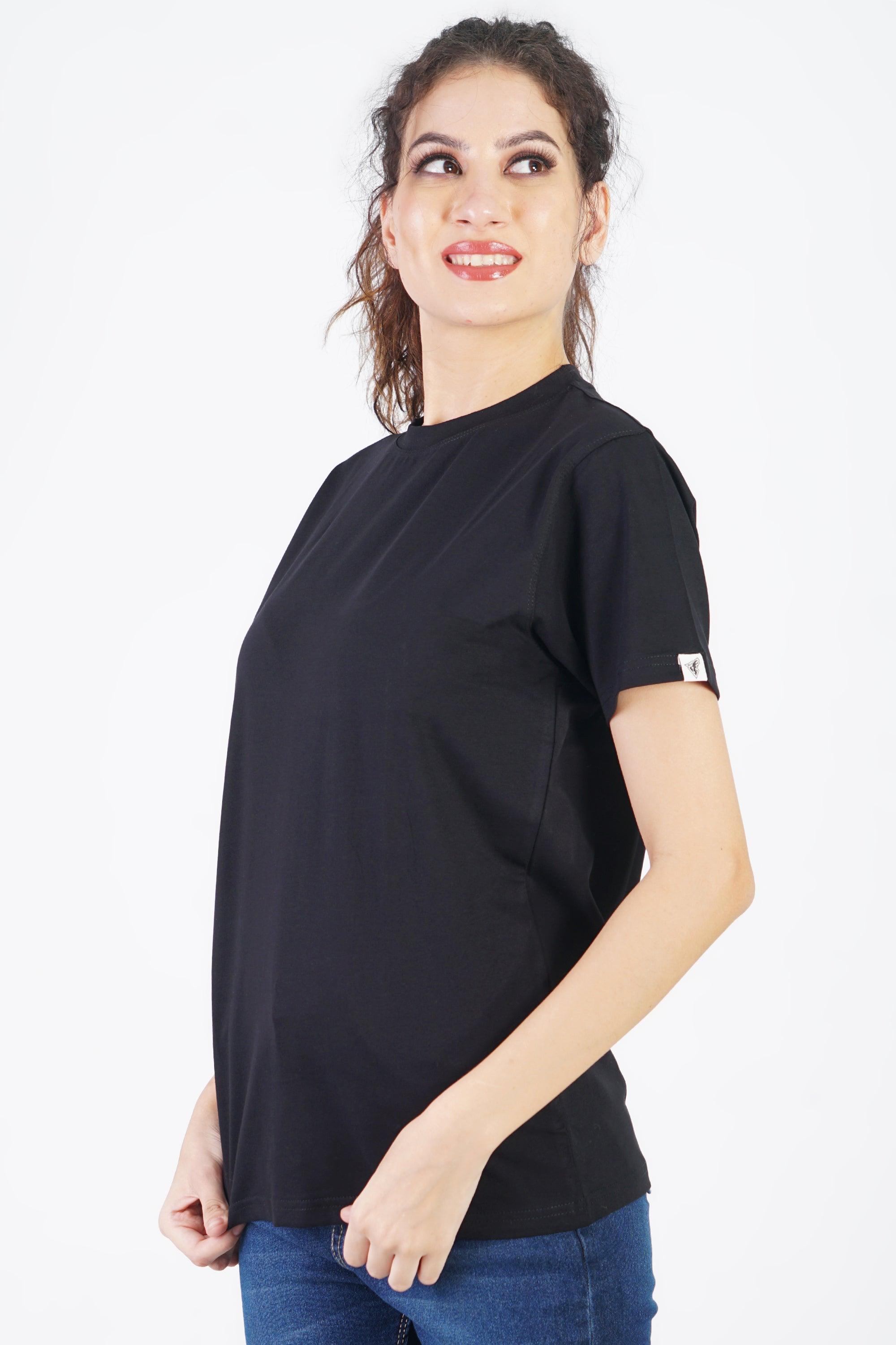 Unisex Plain Black Regular Fit T-shirt - The Lazy Store